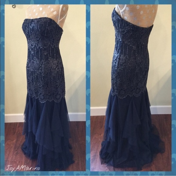 Aiden MATTOX Blue Strapless Formal Dress - Picture 3 of 4